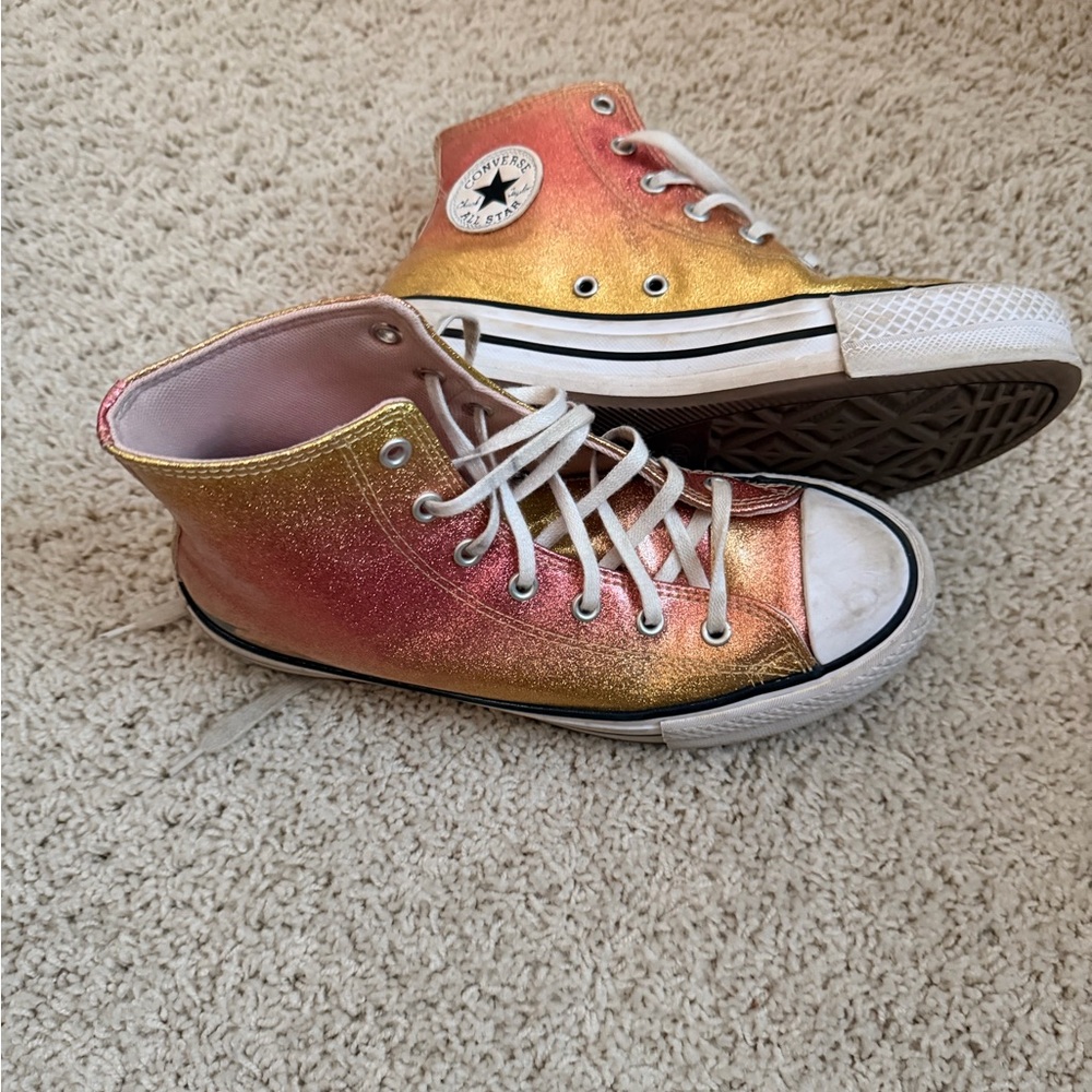 Converse Kids' Glittery Gold and Pink Sneakers